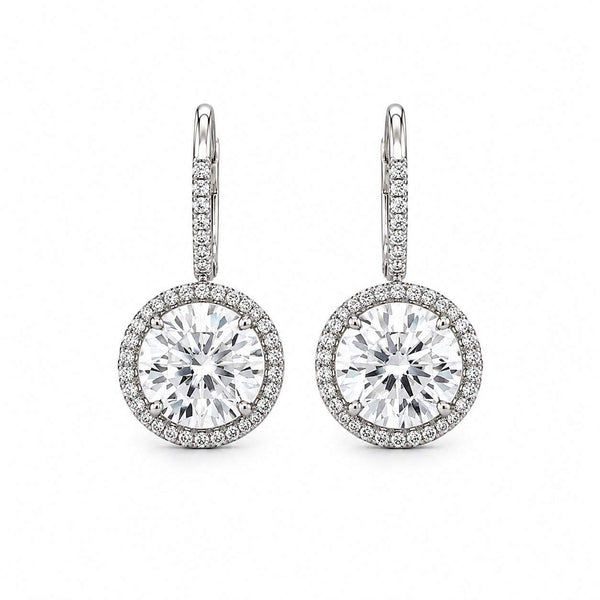 Halo Diamond Drop Earrings