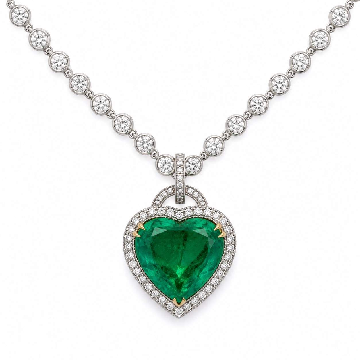 Emerald Heart Pendant Necklace
