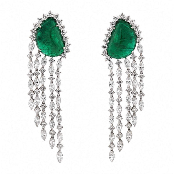 Emerald & Diamond Hanging Earrings