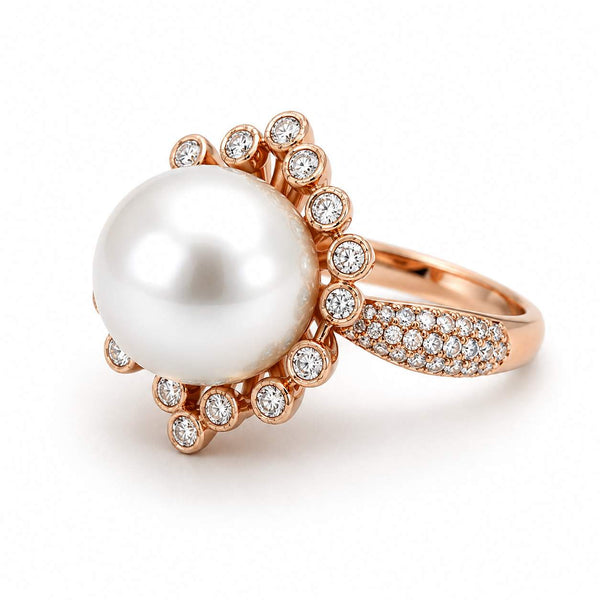 Pearl & Diamond Flower Ring