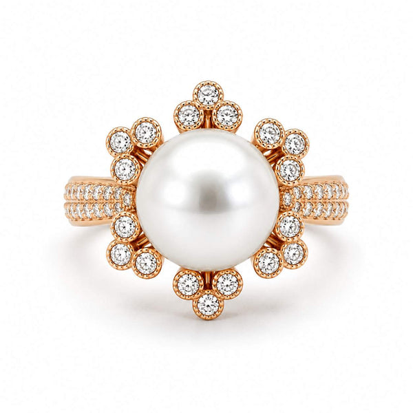 Pearl & Diamond Flower Ring