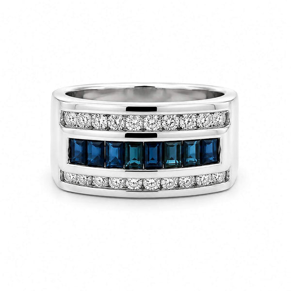 Sapphire & Diamond Men's Ring