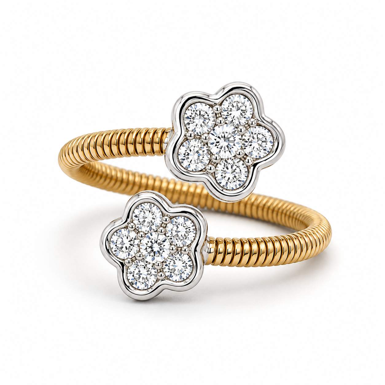 Diamond Flower Bypass Ring