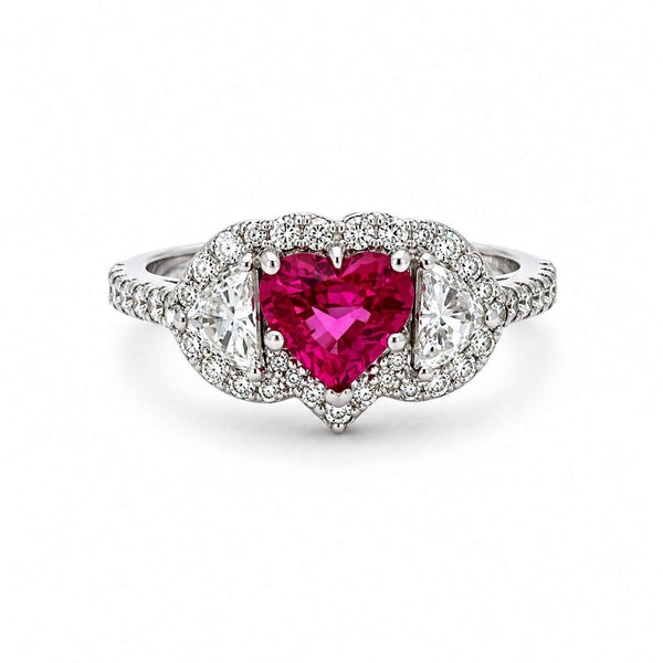 Heart Ruby & Diamond Ring