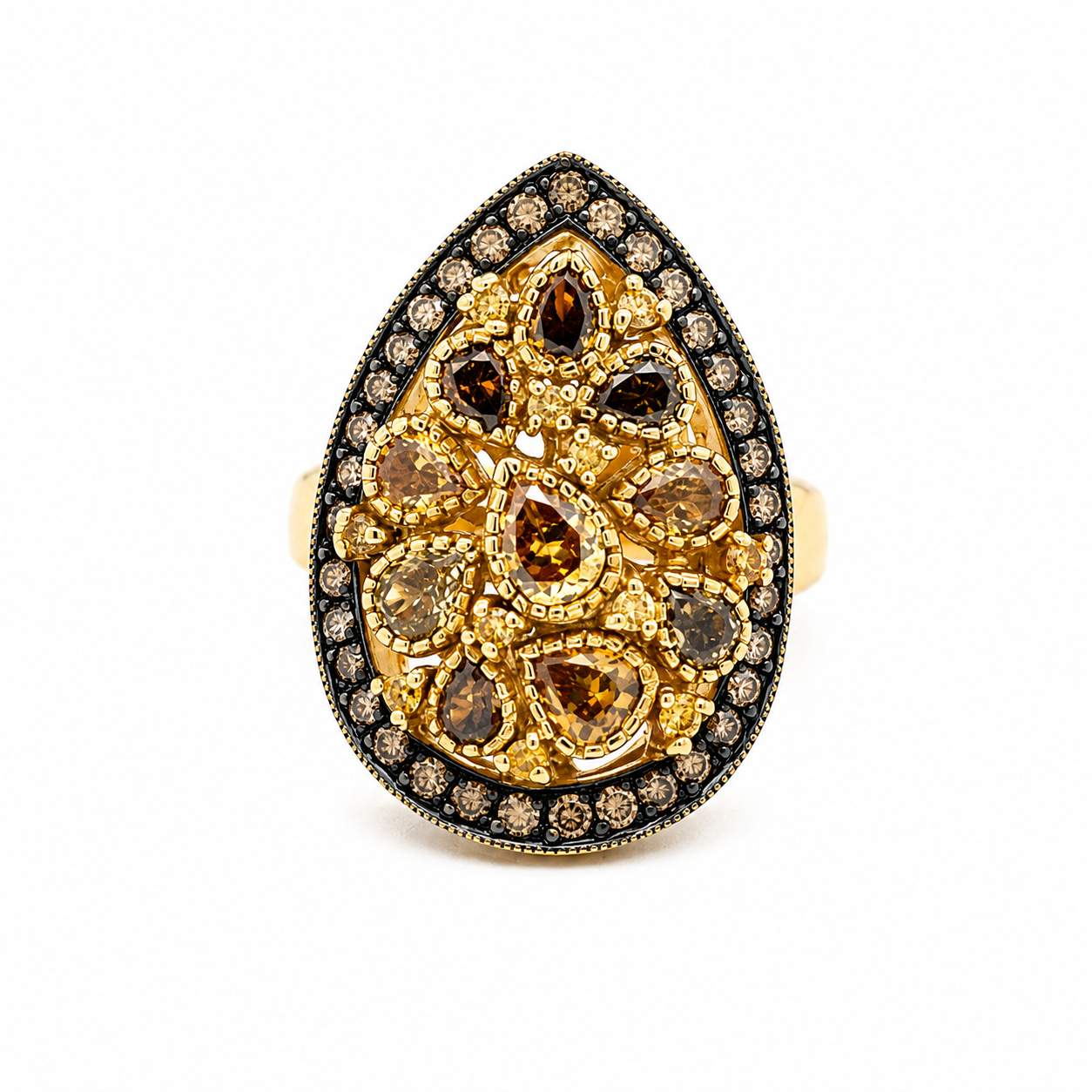 Diamond Cocktail Pear-Shape Ring