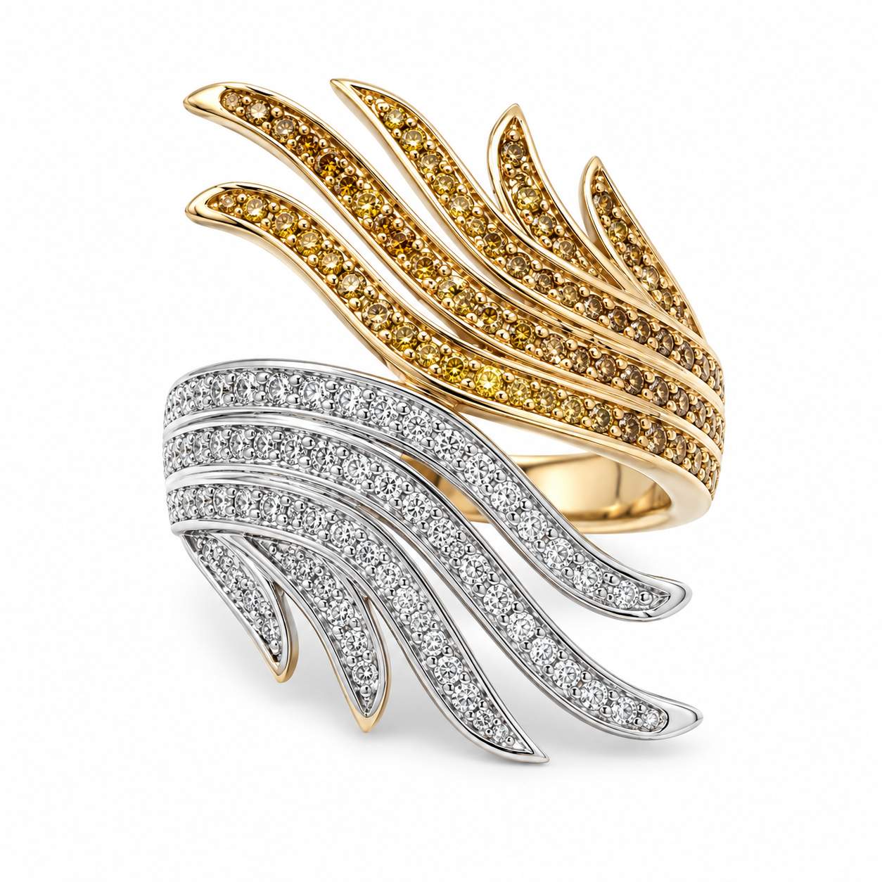 Feather Diamond Bypass Ring