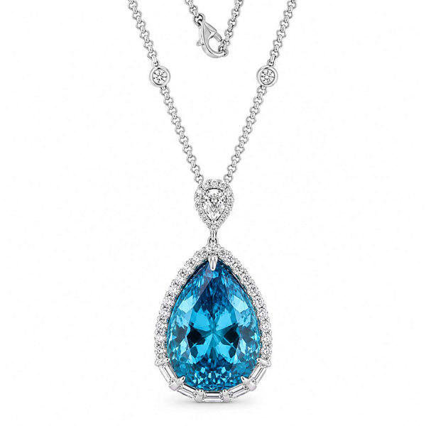 Blue Zircon Pendant Necklace