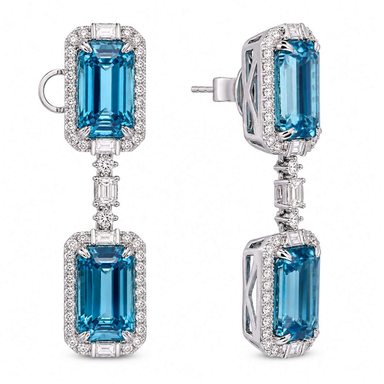 Blue Zircon Dangle Earrings