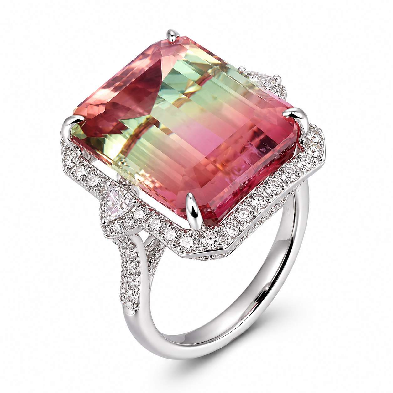 Watermelon Tourmaline & Diamond Ring