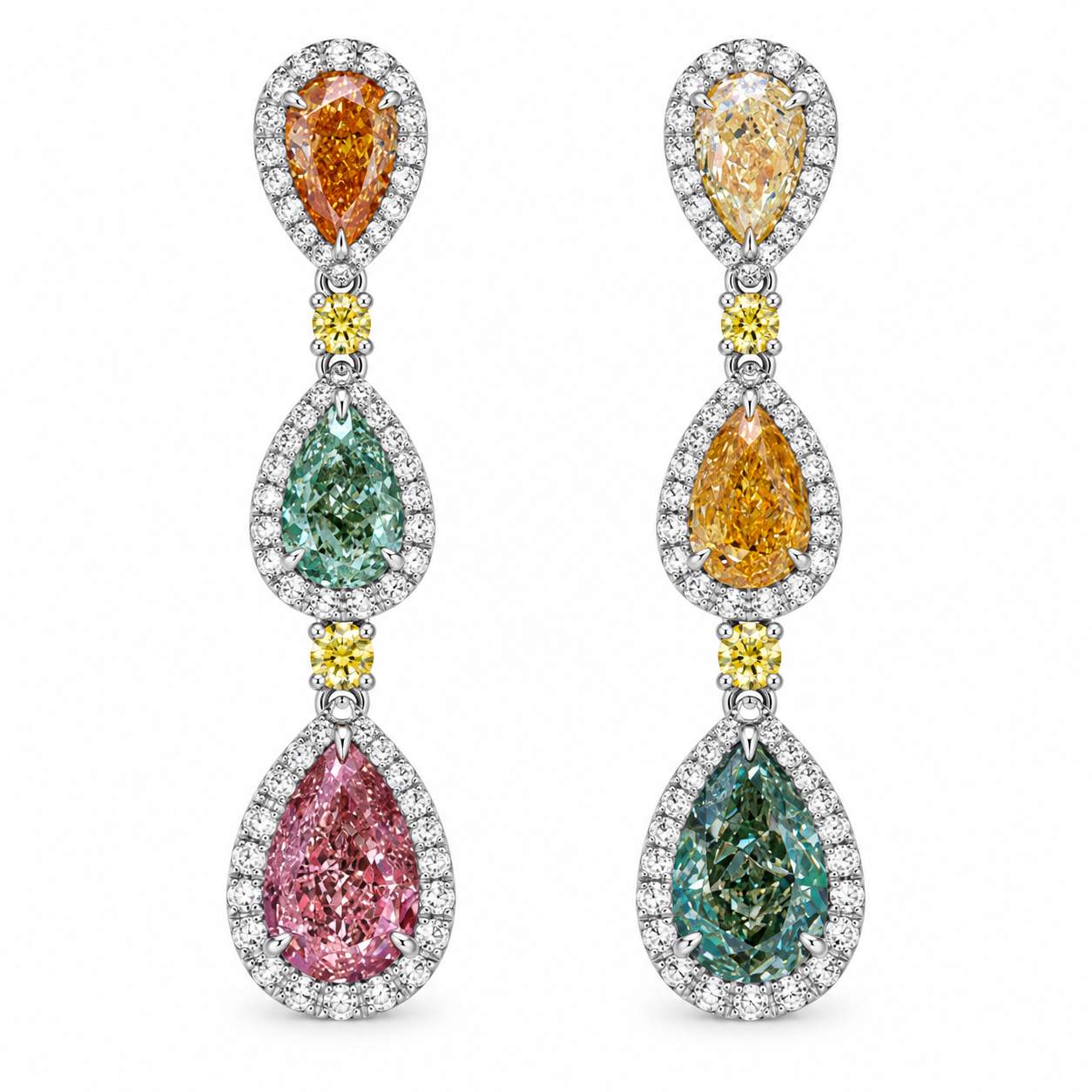 Fancy Colored Diamond Dangle Earrings