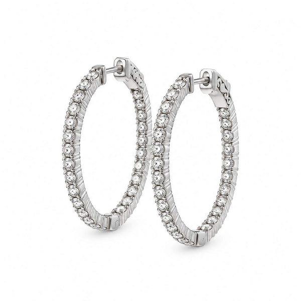 Diamond Oval-Shape Hoop Earrings