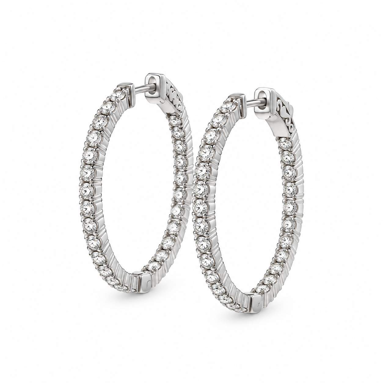 Diamond Oval-Shape Hoop Earrings