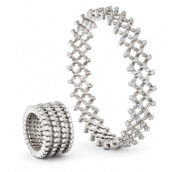 Serafino Consoli, 7 Rows, Expandable Ring To Bracelet