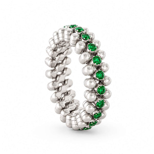 Serafino Consoli, 3 Rows, Half-Eternity Expandable Ring