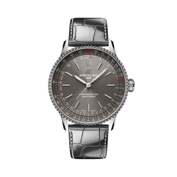 Navitimer Automatic 36- Anthracite Alligator Leather Strap/ Grey Dial - Provident Jewelry