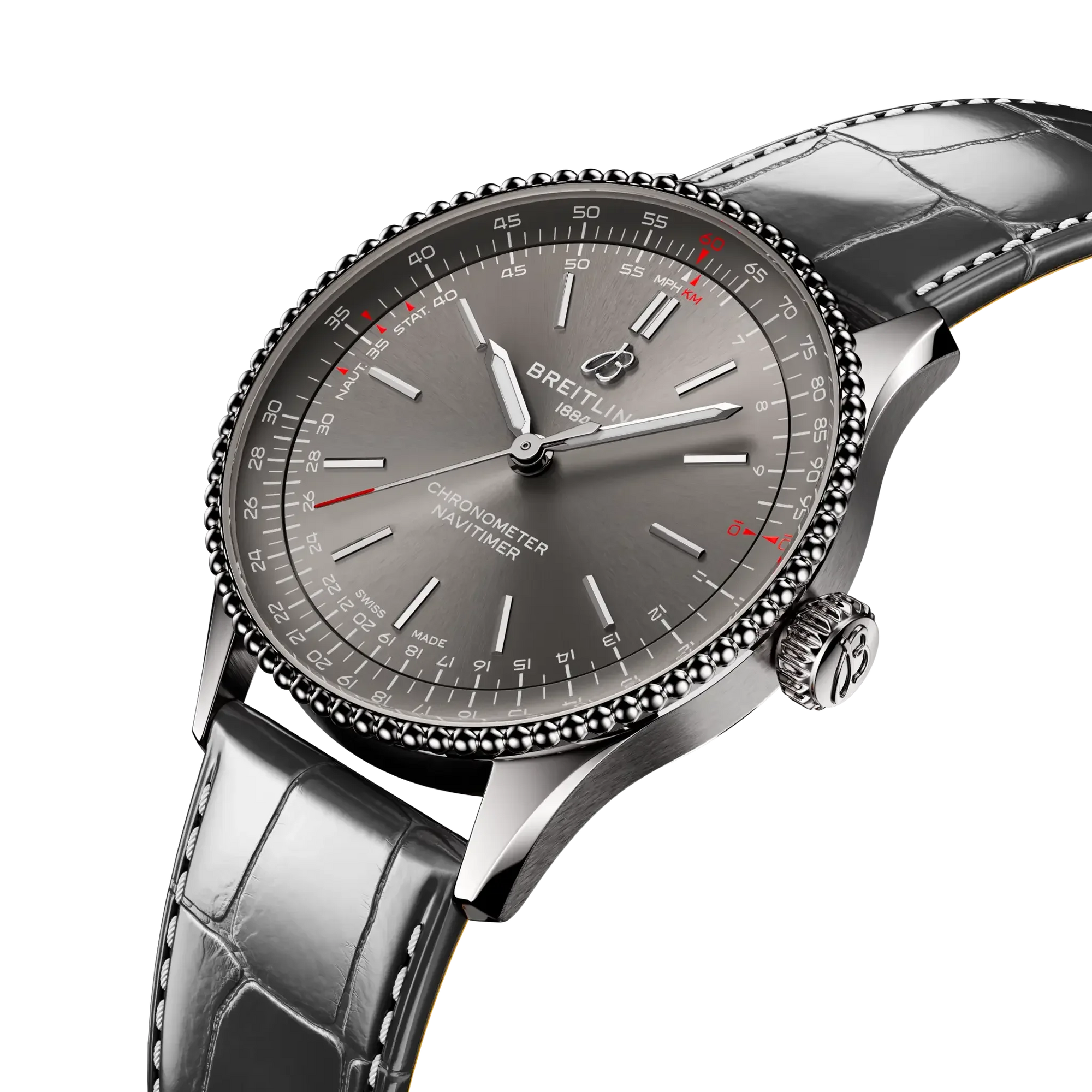 Navitimer Automatic 36- Anthracite Alligator Leather Strap/ Grey Dial - Provident Jewelry