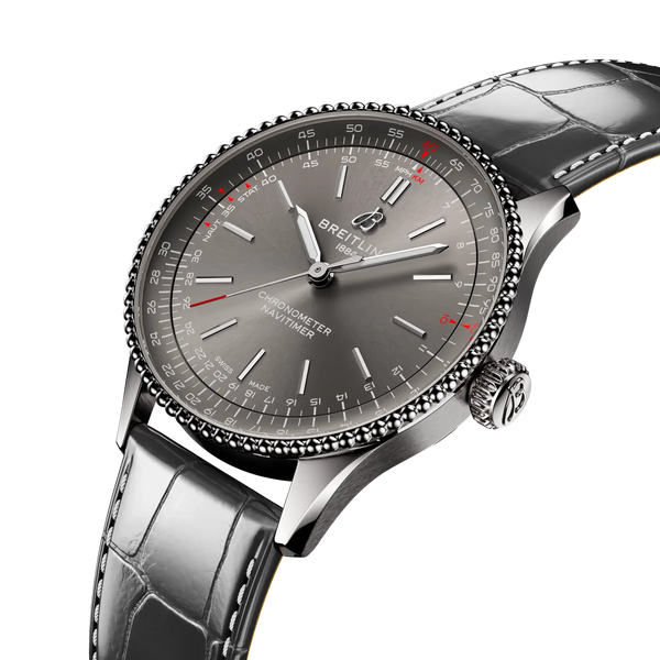 Navitimer Automatic 36- Anthracite Alligator Leather Strap/ Grey Dial - Provident Jewelry