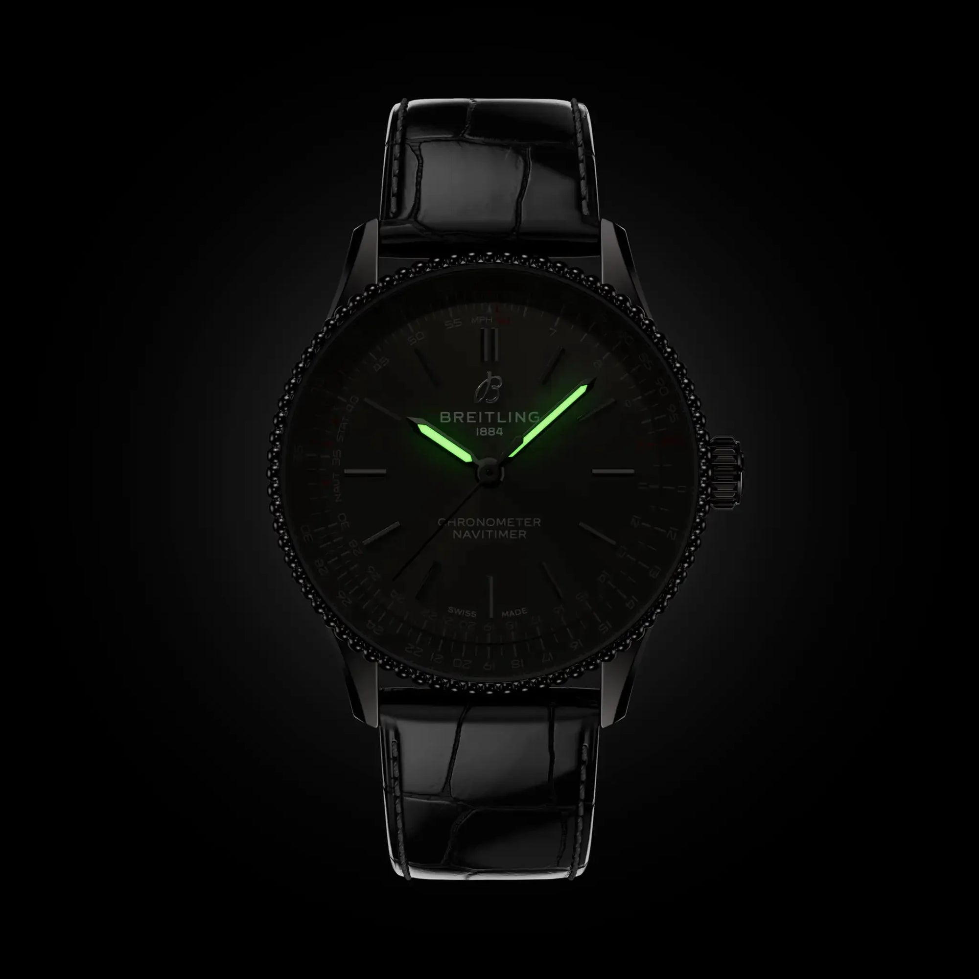 Navitimer Automatic 36- Anthracite Alligator Leather Strap/ Grey Dial - Provident Jewelry