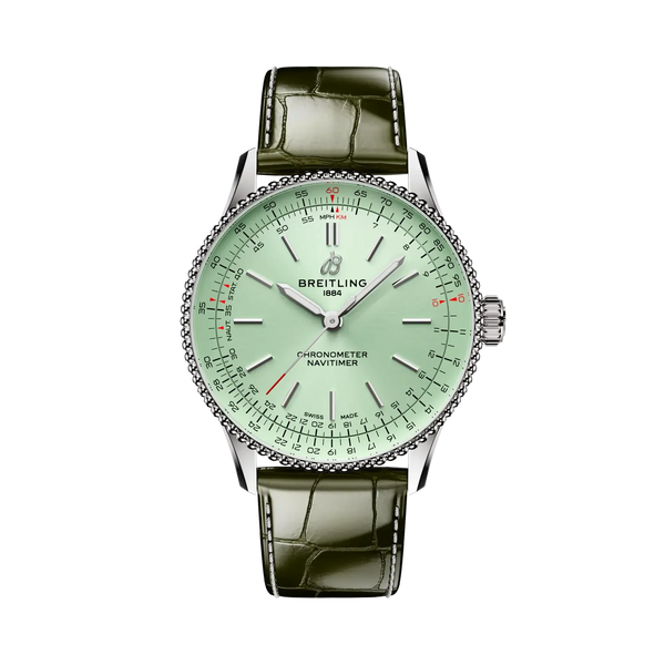 Navitimer Automatic 36- Green Alligator Leather Strap/ Light Green Dial - Provident Jewelry