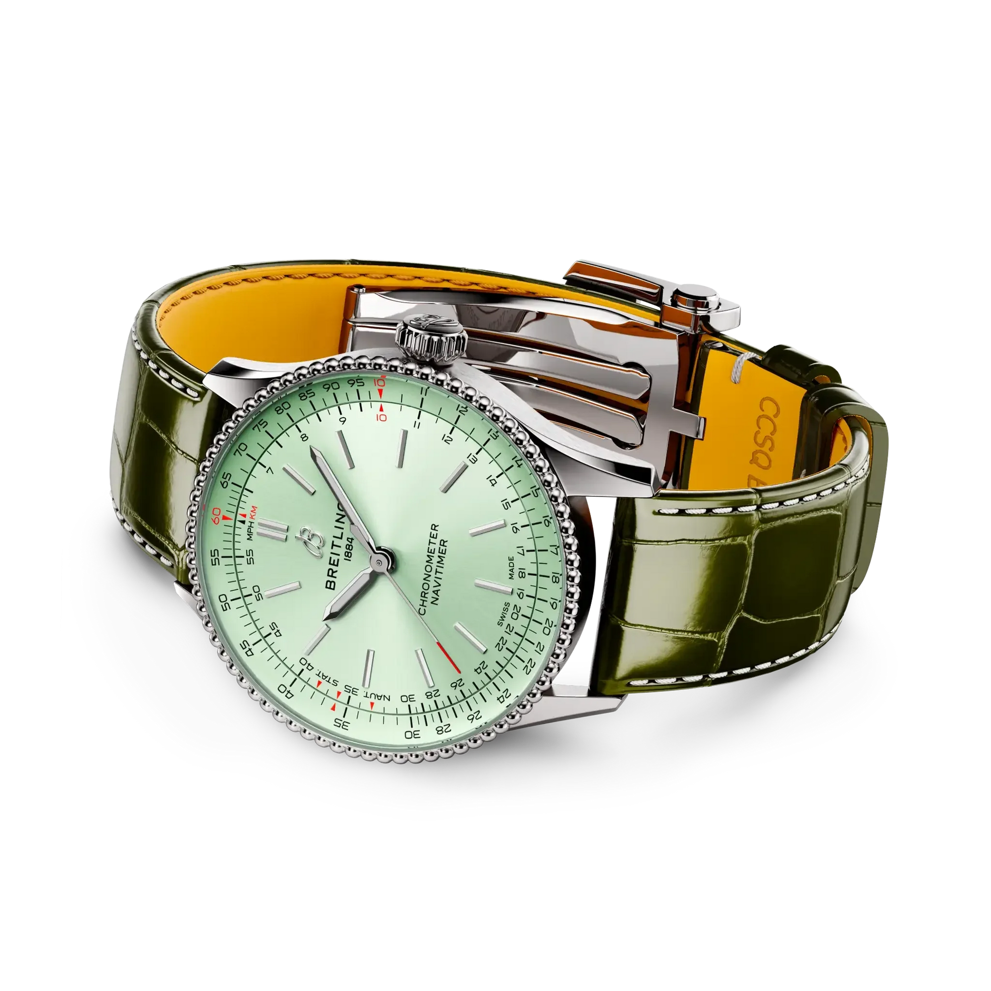 Navitimer Automatic 36- Green Alligator Leather Strap/ Light Green Dial - Provident Jewelry