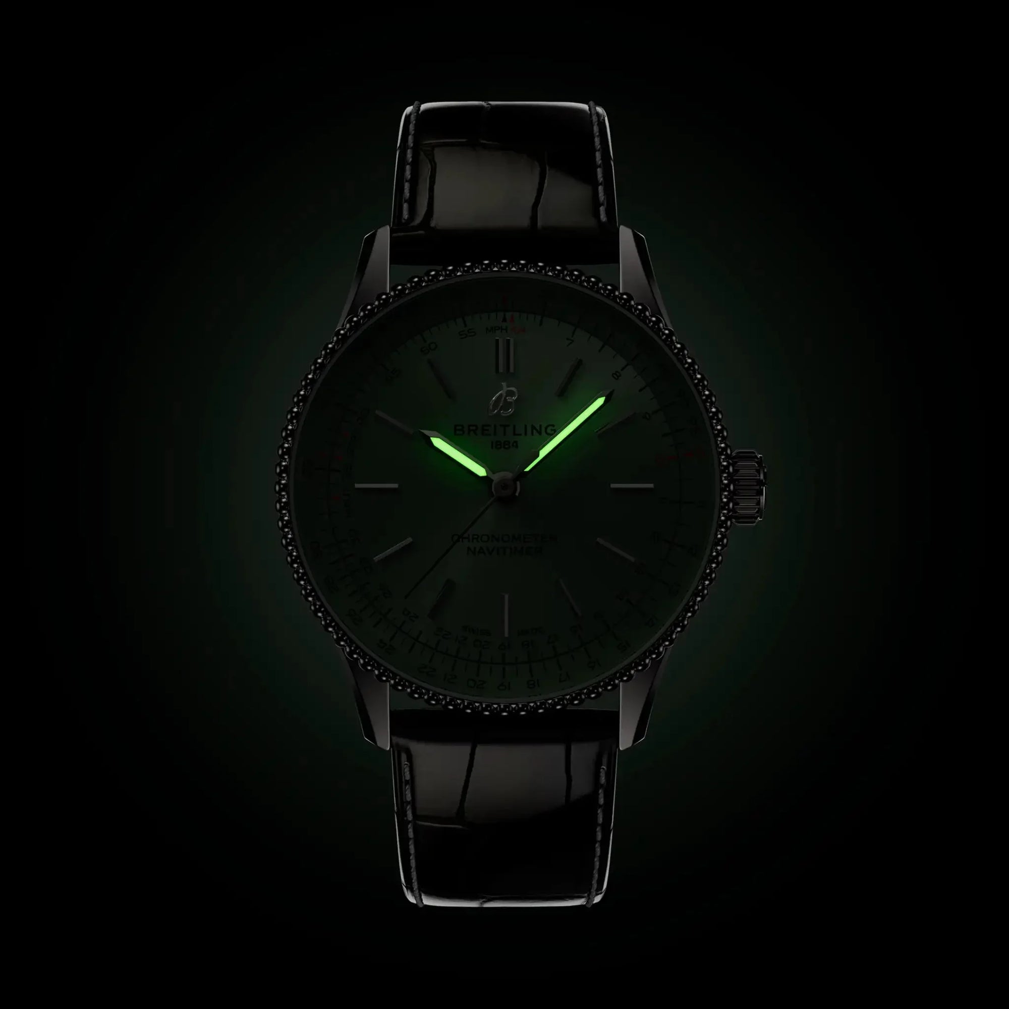 Navitimer Automatic 36- Green Alligator Leather Strap/ Light Green Dial - Provident Jewelry