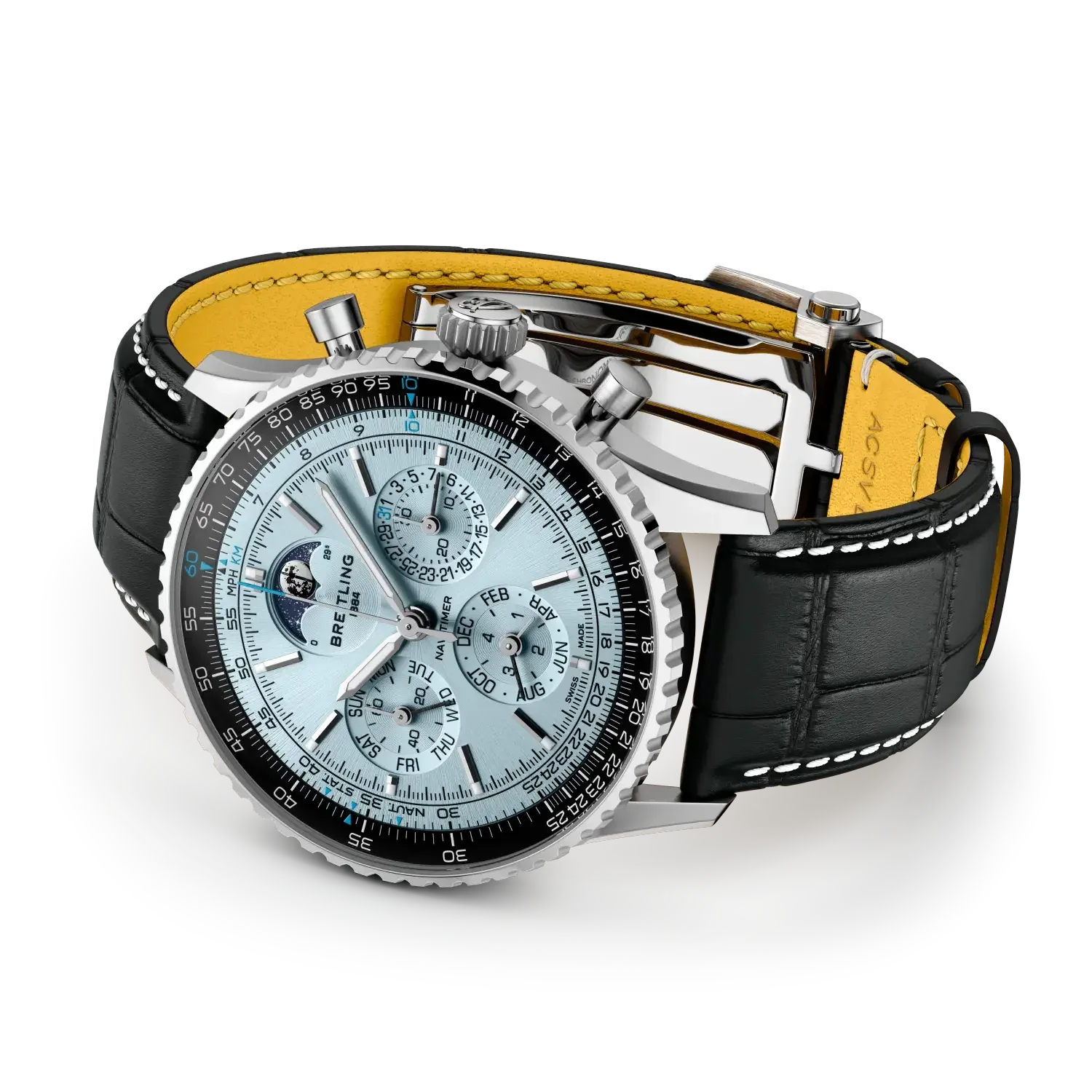 Navitimer B19 Chronograph 43 Perpetual Calendar- Black/ Light Blue Dial - Provident Jewelry