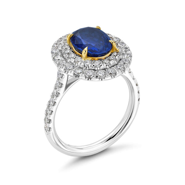 Ceylon sapphire and diamond ring