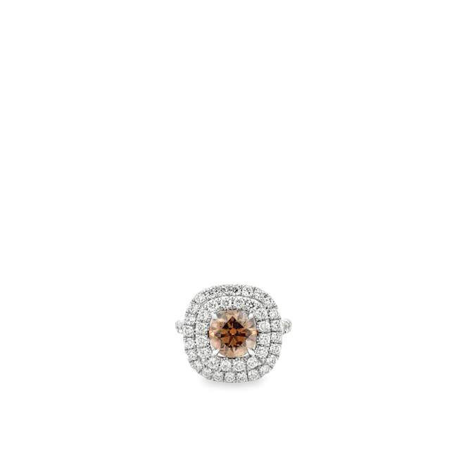 Brown Round Brilliant Diamond Ring