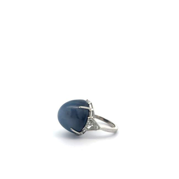 Star Sapphire and Diamond Ring