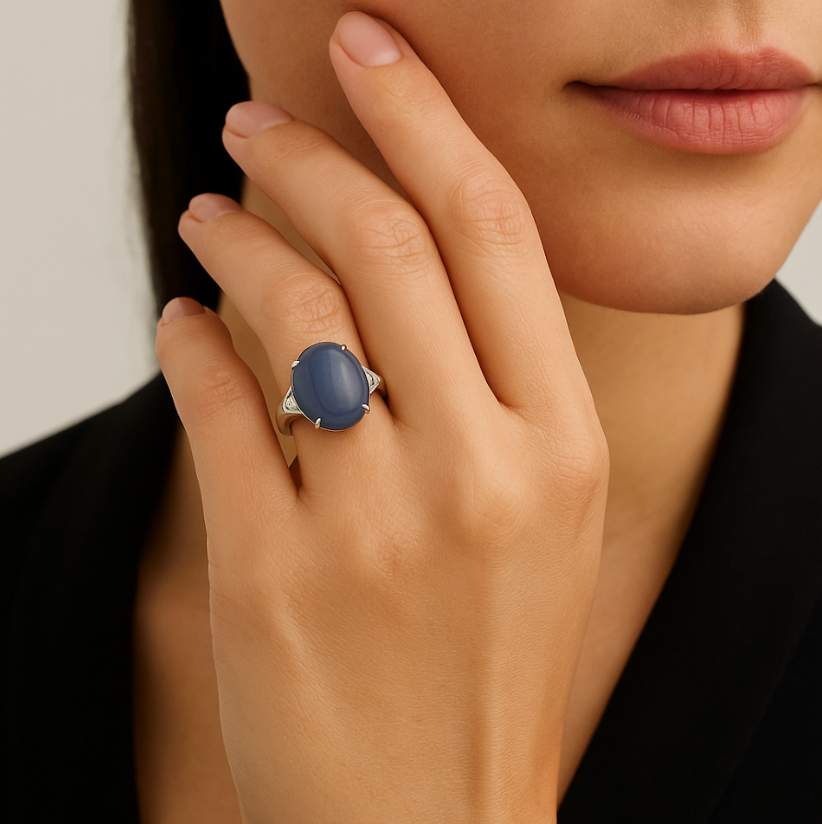 Star Sapphire and Diamond Ring