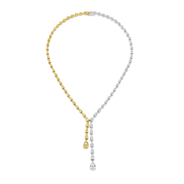 Yellow and White Diamond Drop Necklace