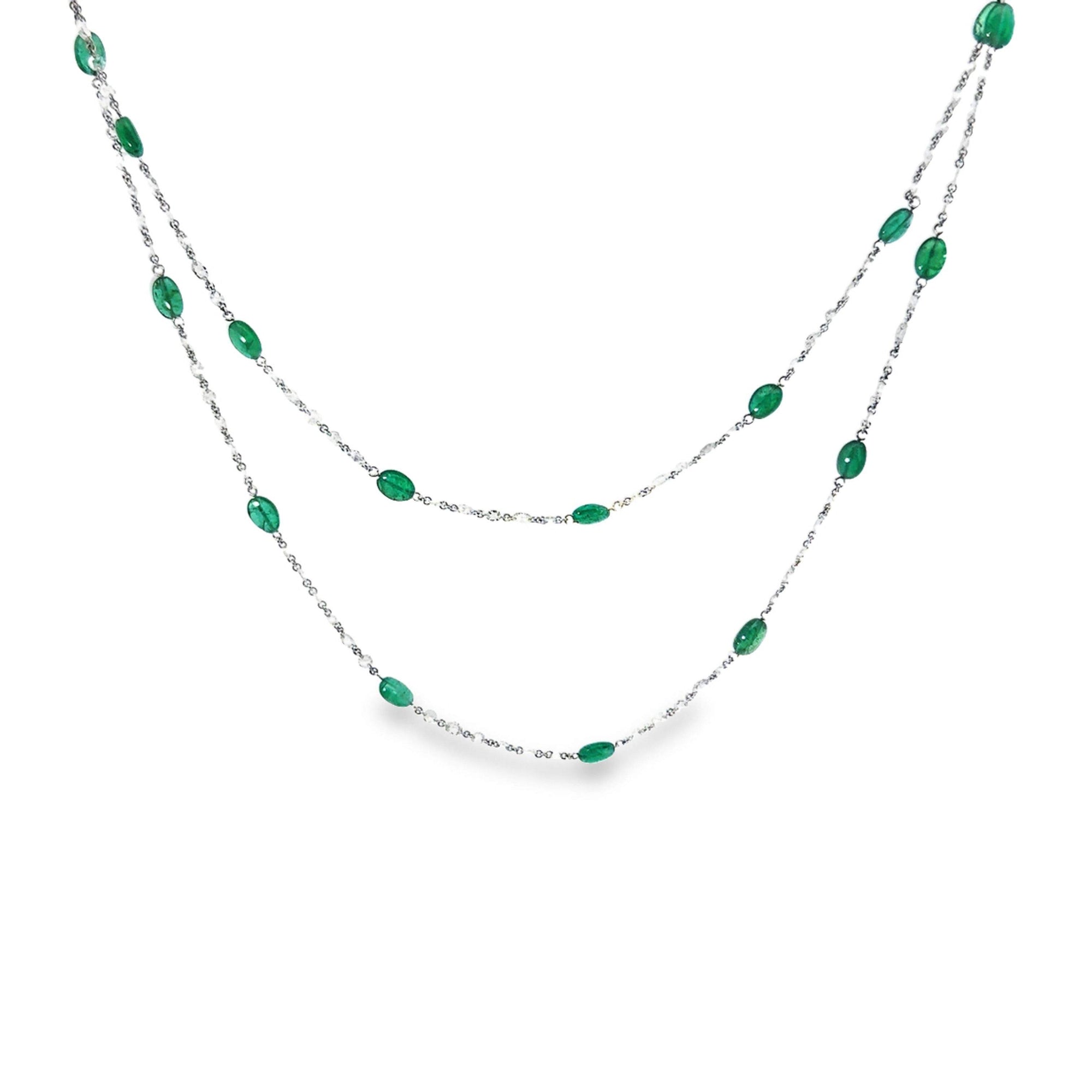 Diamond and Emerald Chain Necklace