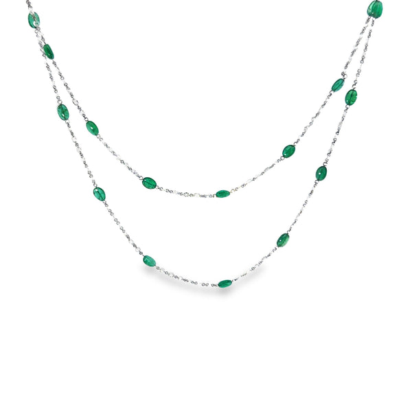 Diamond and Emerald Chain Necklace