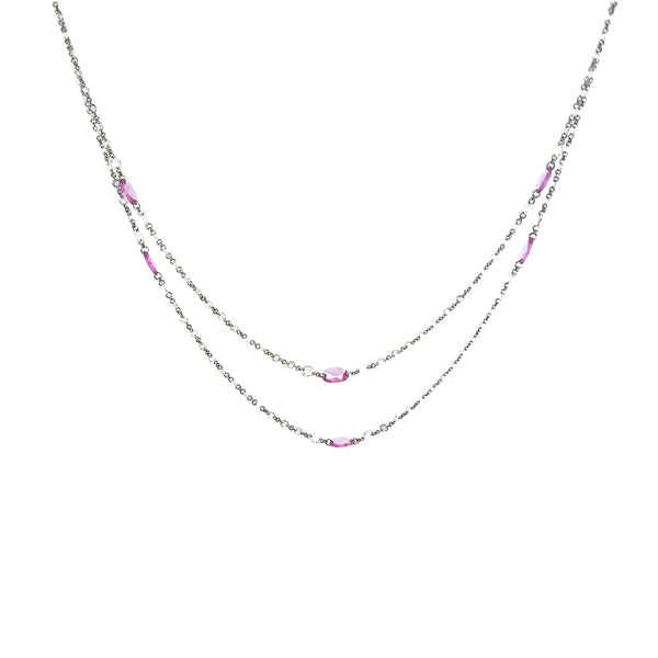 Diamond and Pink Sapphire Chain Necklace