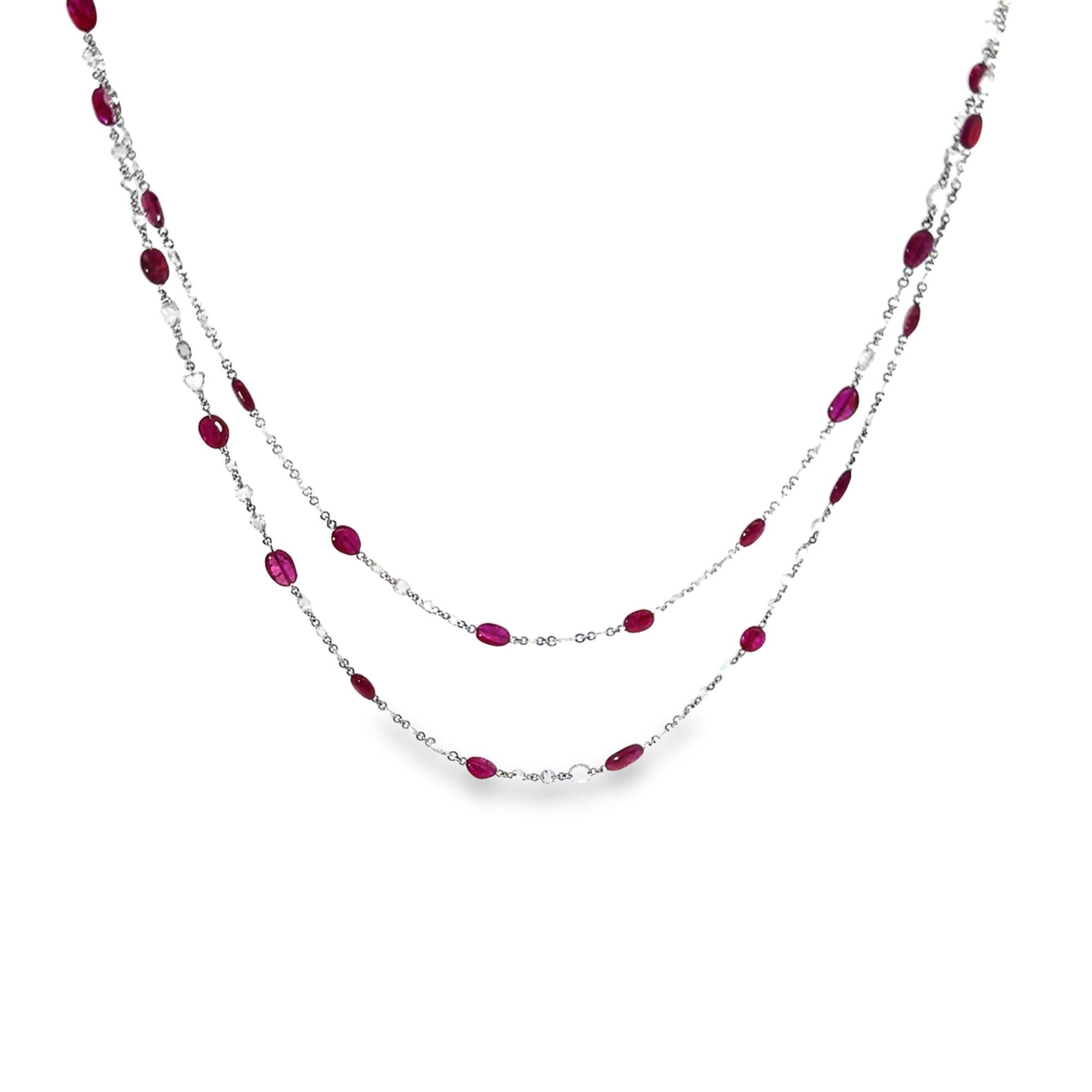 Ruby and Diamond Chain Necklace
