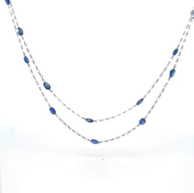 Blue Sapphire and Diamond Chain Necklace