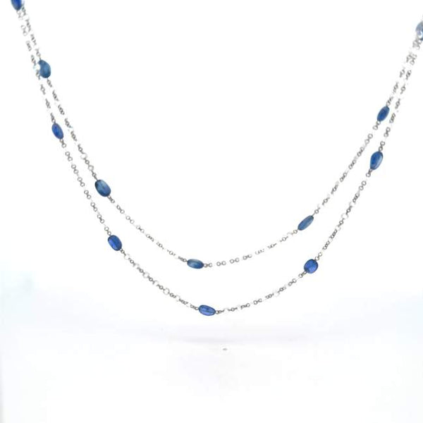 Blue Sapphire and Diamond Chain Necklace