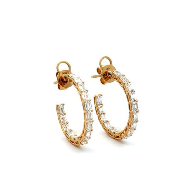 Emerald Cut Diamond Hoops Provident Jewelery