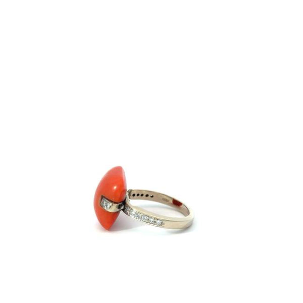 Coral and Diamond Ring