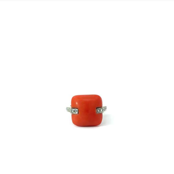 Coral and Diamond Ring