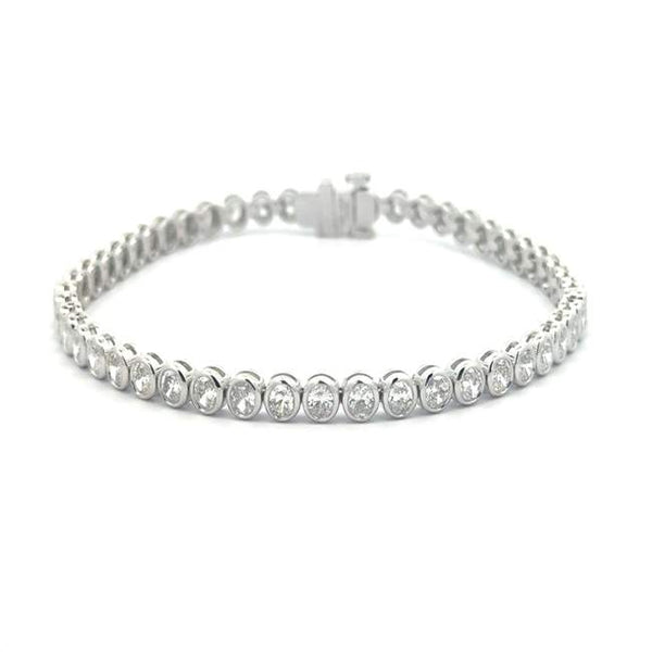 Bezel Set Oval Cut Diamond Tennis Bracelet