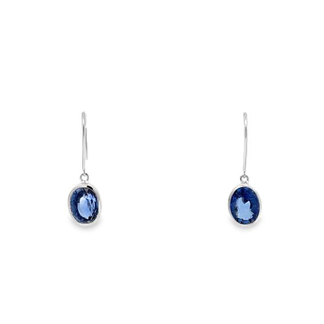 Oval Sapphire Drop Earrings