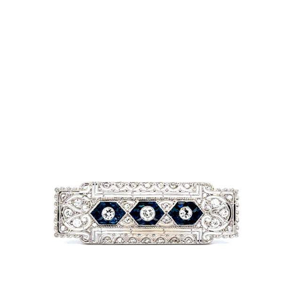Sapphire and Diamond Deco Pin