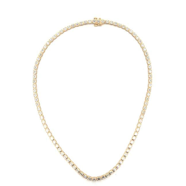 Bezel Set Emerald Cut Diamond Necklace