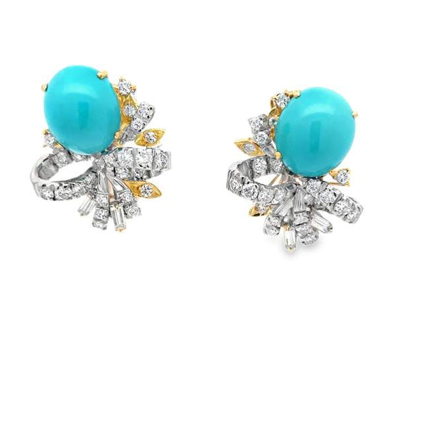 Turquoise and Diamond Earrings