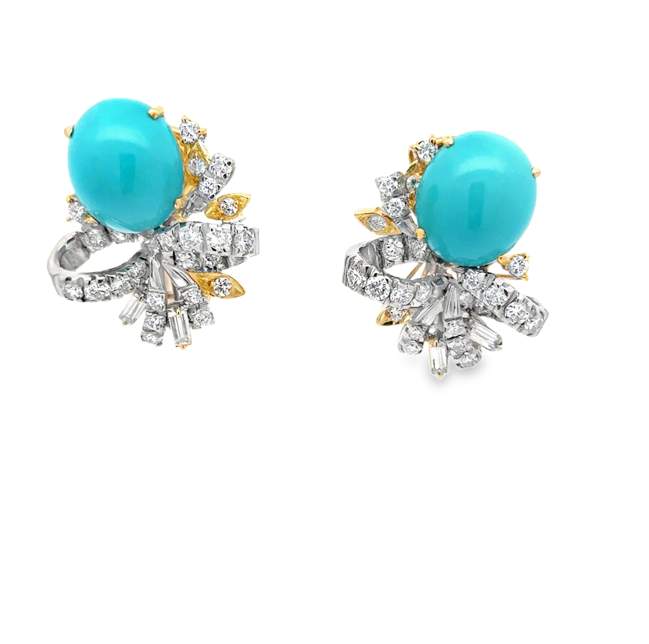Turquoise and Diamond Earrings