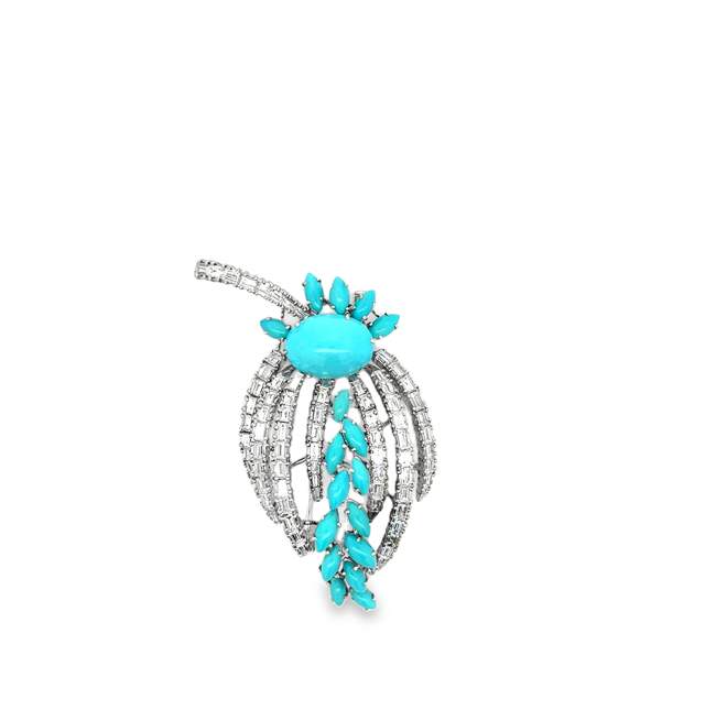 Turquoise and Diamond Pin