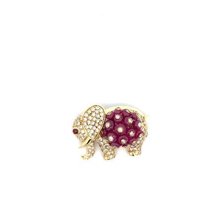 Ruby and Diamond Elephant Pin