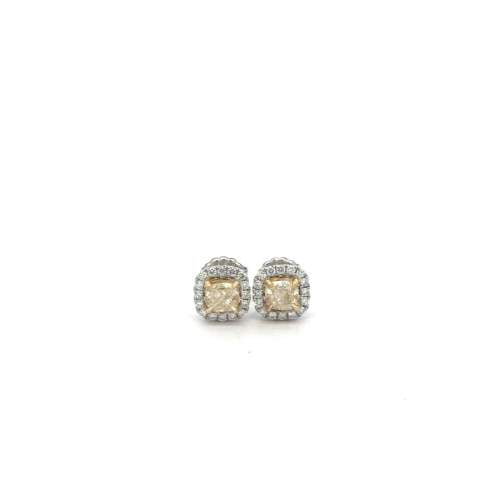 Yellow Diamond Halo Studs