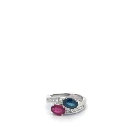 Sapphire and Ruby Bypass Ring